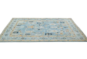 Light Blue Floral Modern 4X6 Oushak Kazak Pakistan Oriental Rug