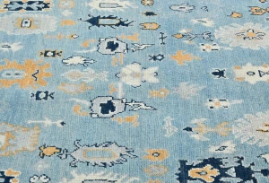 Light Blue Floral Modern 4X6 Oushak Kazak Pakistan Oriental Rug