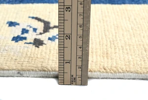 Navy Blue Bordered Modern 4X6 Kazak Osuhak Pakistan Rug