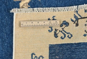 Navy Blue Bordered Modern 4X6 Kazak Osuhak Pakistan Rug