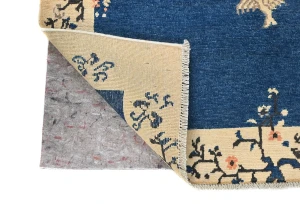 Navy Blue Bordered Modern 4X6 Kazak Osuhak Pakistan Rug