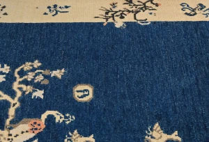 Navy Blue Bordered Modern 4X6 Kazak Osuhak Pakistan Rug