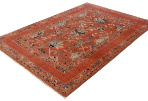 Orange Floral Modern 4X6 Kazak Osuhak Pakistan Rug