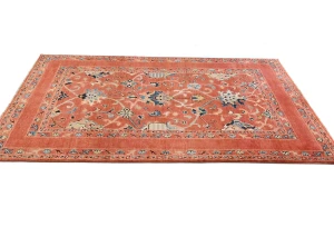 Orange Floral Modern 4X6 Kazak Osuhak Pakistan Rug