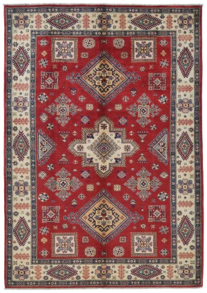 Red Modern Geometric 6X9 Kazak Oushak Pakistan Rug
