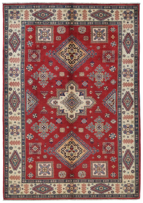 Red Modern Geometric 6X9 Kazak Oushak Pakistan Rug