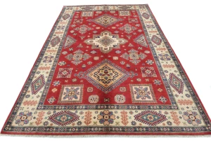 Red Modern Geometric 6X9 Kazak Oushak Pakistan Rug