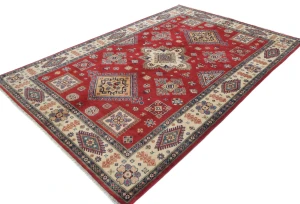 Red Modern Geometric 6X9 Kazak Oushak Pakistan Rug