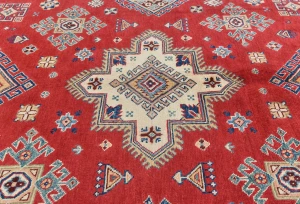 Red Modern Geometric 6X9 Kazak Oushak Pakistan Rug