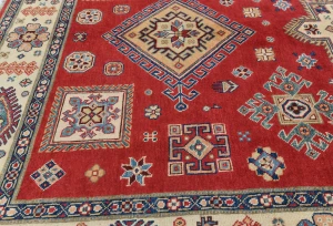 Red Modern Geometric 6X9 Kazak Oushak Pakistan Rug