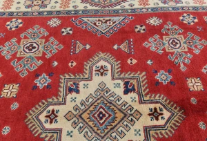 Red Modern Geometric 6X9 Kazak Oushak Pakistan Rug