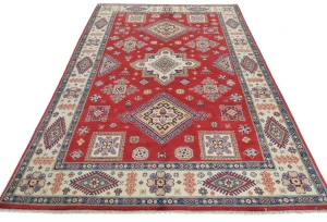 Red Modern Geometric 6X9 Kazak Oushak Pakistan Rug