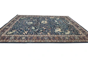 Dark Navy Pictorial Tribal 9X12 Oushak Oriental Rug