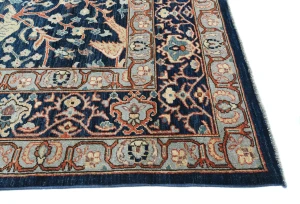 Dark Navy Pictorial Tribal 9X12 Oushak Oriental Rug