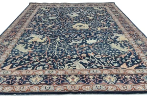 Dark Navy Pictorial Tribal 9X12 Oushak Oriental Rug