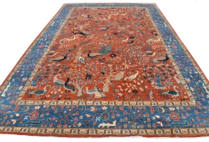 Orange Pictorial Tribal 9X12 Oushak Oriental Rug
