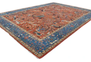 Orange Pictorial Tribal 9X12 Oushak Oriental Rug