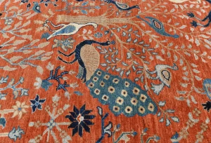 Orange Pictorial Tribal 9X12 Oushak Oriental Rug