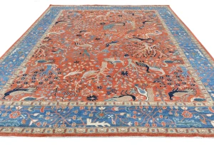 Orange Pictorial Tribal 9X12 Oushak Oriental Rug