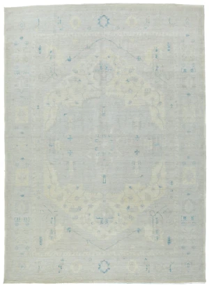 Muted Beige Floral Transitional 10X14 Oushak Oriental Rug