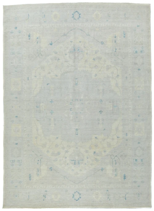 Muted Beige Floral Transitional 10X14 Oushak Oriental Rug