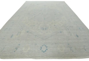 Muted Beige Floral Transitional 10X14 Oushak Oriental Rug