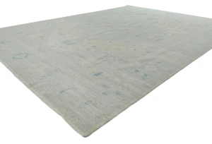 Muted Beige Floral Transitional 10X14 Oushak Oriental Rug