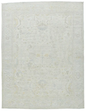 Muted Beige Floral Transitional 9X12 Oushak Oriental Rug