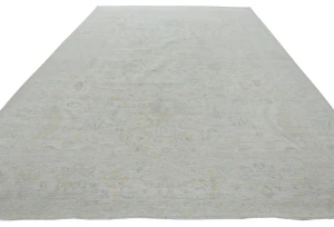Muted Beige Floral Transitional 9X12 Oushak Oriental Rug