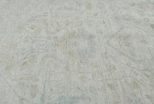 Muted Beige Floral Transitional 9X12 Oushak Oriental Rug