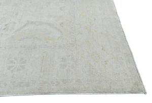 Muted Beige Floral Transitional 9X12 Oushak Oriental Rug