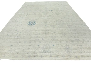 Muted Beige Floral Transitional 9'2X11'7 Oushak Oriental Rug