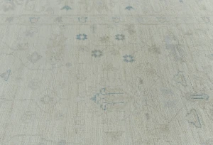Muted Beige Floral Transitional 9'2X11'7 Oushak Oriental Rug