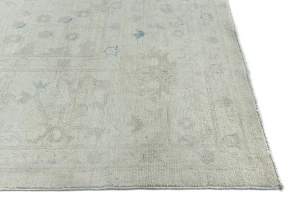 Muted Beige Floral Transitional 9'2X11'7 Oushak Oriental Rug