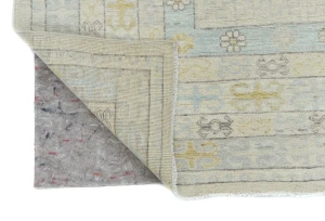 Muted Beige Floral Transitional 9X12 Oushak Oriental Rug