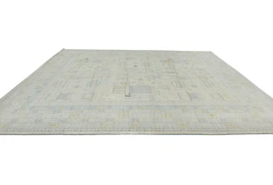 Muted Beige Floral Transitional 9X12 Oushak Oriental Rug