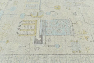 Muted Beige Floral Transitional 9X12 Oushak Oriental Rug