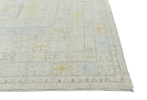 Muted Beige Floral Transitional 9X12 Oushak Oriental Rug