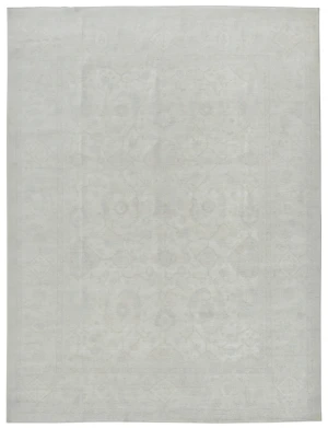 Muted Gray Floral Transitional 9X12 Oushak Oriental Rug