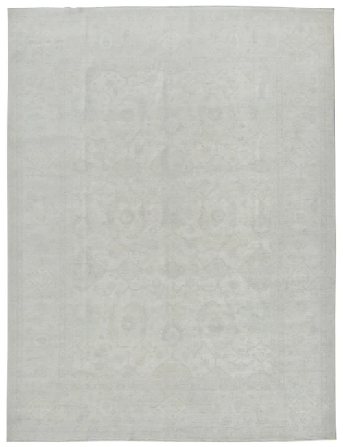 Muted Gray Floral Transitional 9X12 Oushak Oriental Rug