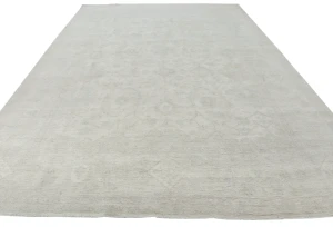 Muted Gray Floral Transitional 9X12 Oushak Oriental Rug
