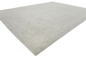 Muted Gray Floral Transitional 9X12 Oushak Oriental Rug