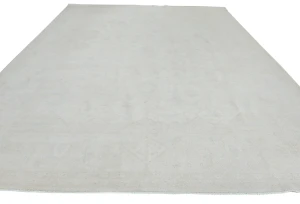Muted Gray Floral Transitional 9X12 Oushak Oriental Rug