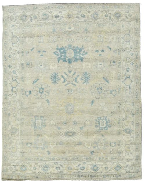 Muted Beige Floral Transitional 8X10 Oushak Oriental Rug