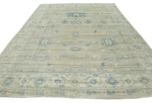 Muted Beige Floral Transitional 8X10 Oushak Oriental Rug