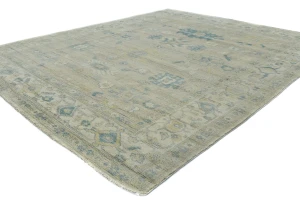 Muted Beige Floral Transitional 8X10 Oushak Oriental Rug