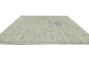 Muted Beige Floral Transitional 8X10 Oushak Oriental Rug