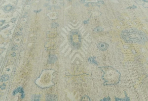 Muted Beige Floral Transitional 8X10 Oushak Oriental Rug