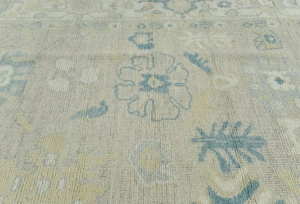 Muted Beige Floral Transitional 8X10 Oushak Oriental Rug