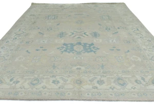 Muted Beige Floral Transitional 8X10 Oushak Oriental Rug